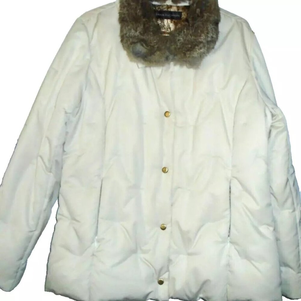 DANA BUCHMAN WOMENS  DOWN JACKET FUR COLLAR SIZE Large NWOT